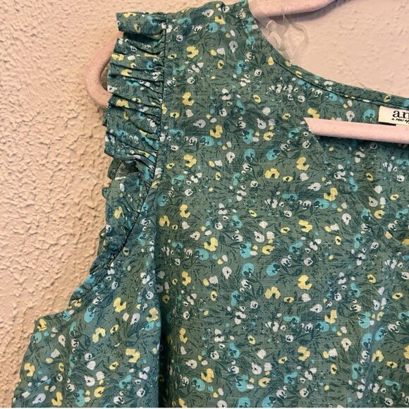 A.n.a. Women’s Flutter Shirt Xxl New Green Floral Fairy Babydoll Feminine - Picture 9 of 9